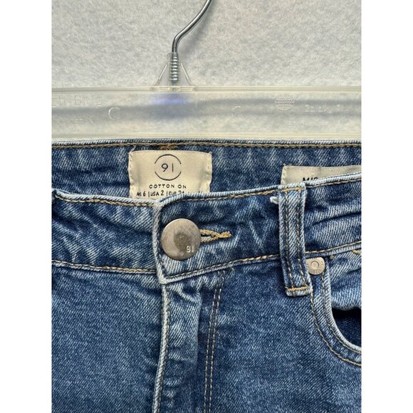 Cotton On 91 Womens Mid-Rise Blue Denim Jeans Size 2 Distressed Hem Casual - Picture 2 of 10